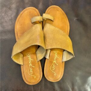 Free People Sant Antoni Brown Slide Leather Sandals